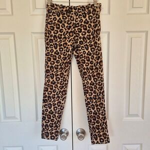 HM‎ Leopard Print Ankle Pants 2 Brown Black Side Zip Slim Fit Trousers Glamcore
